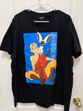 Womens Unisex Old Navy XXL Black Avatar Aang & Momo Tee Plus Size